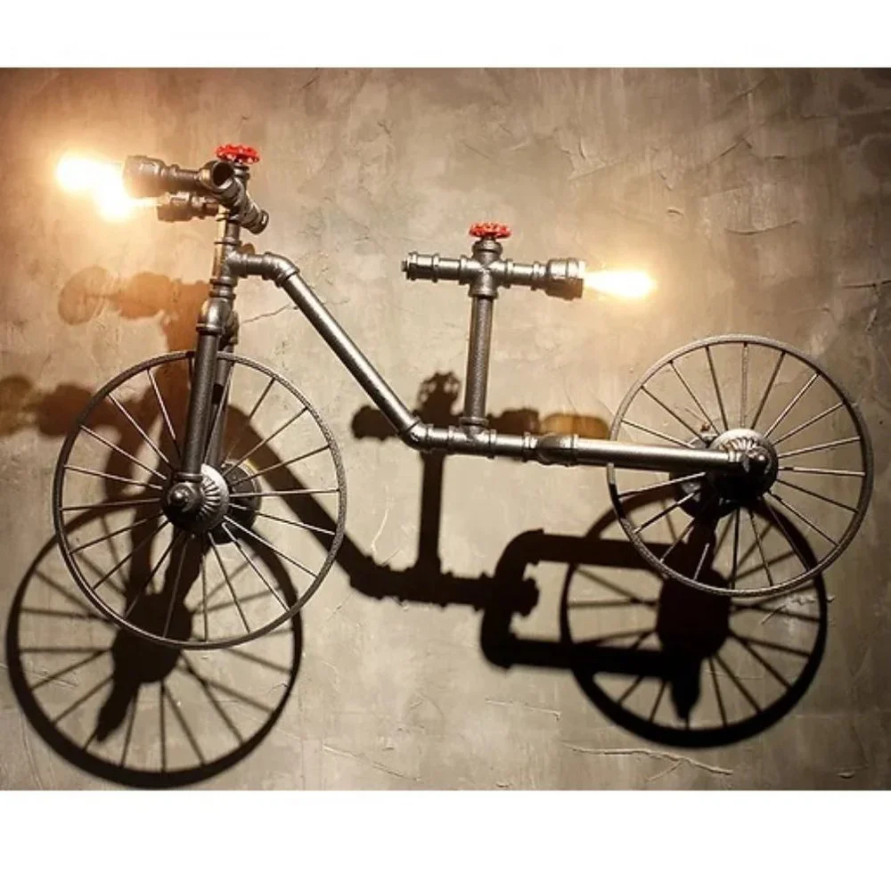 Hanging Bicycle Chandelier / Wall Light Rustic Decor & Industrial Art